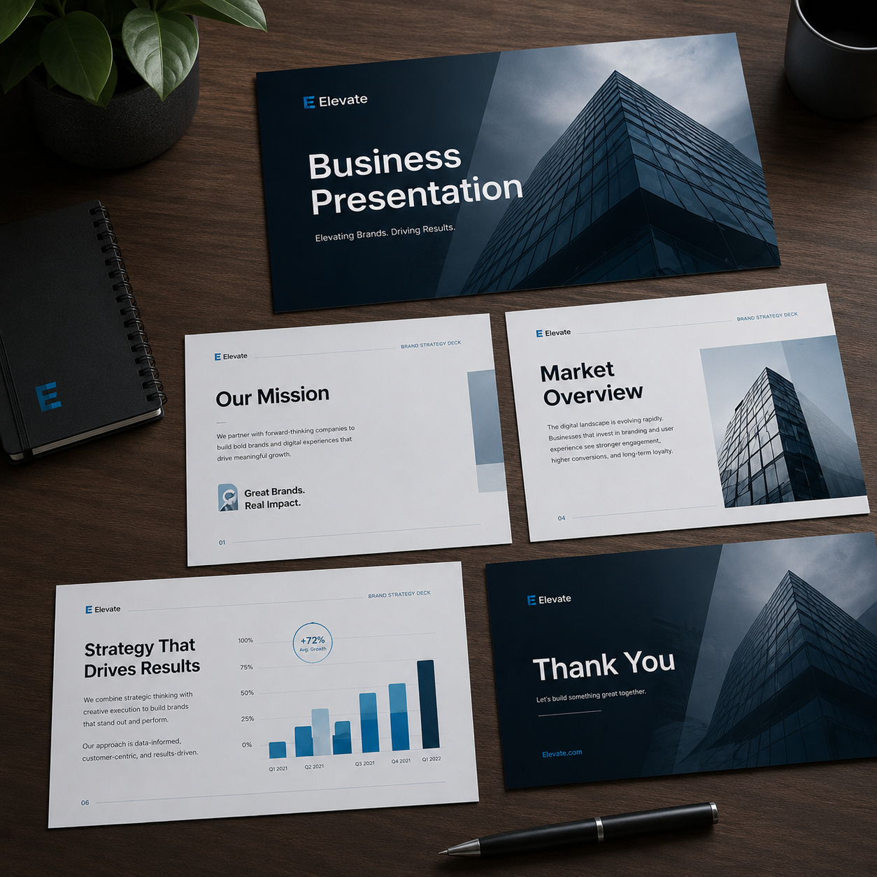Brand design assets and slide decks